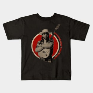 Stevie Ray on red color Kids T-Shirt